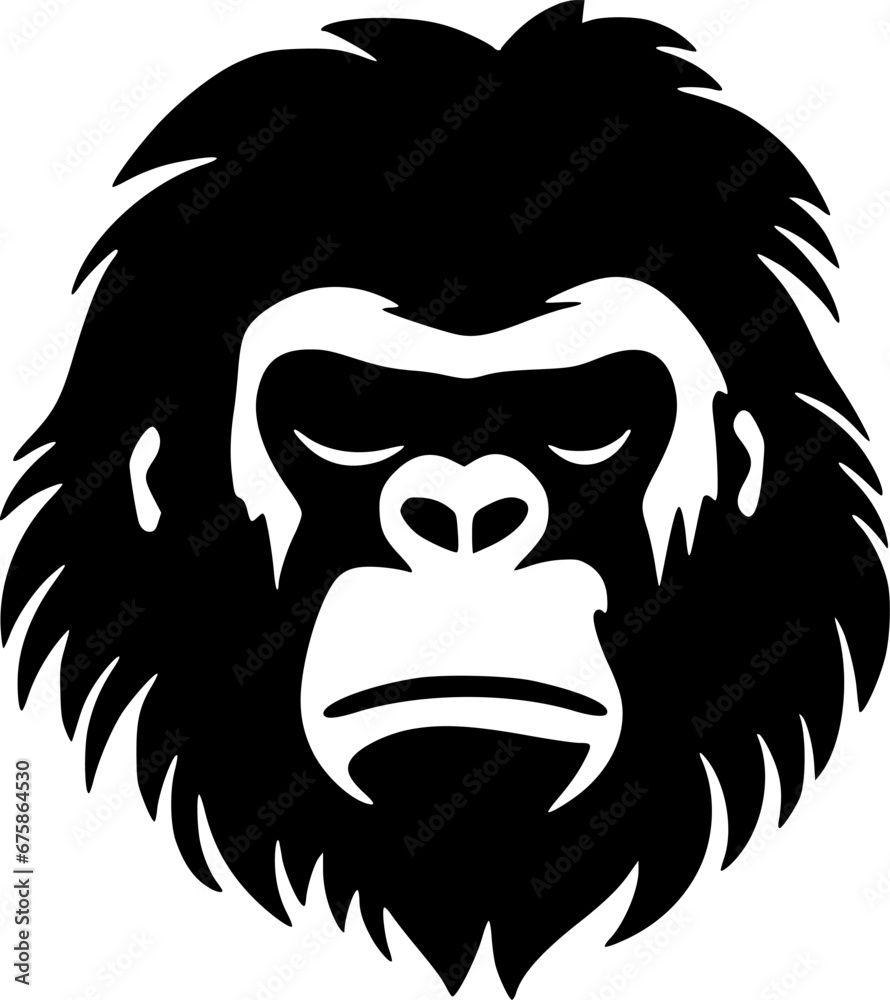 Gorilla | Black and White Vector illustration