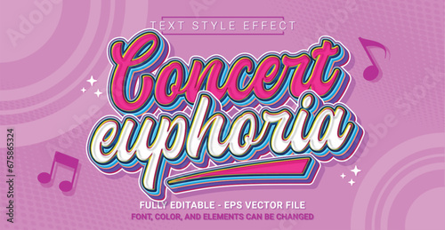Editable Text Effect with Concert Euphoria Theme. Premium Graphic Vector Template.