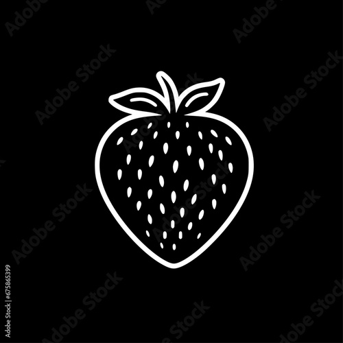 Strawberry - Black and White Isolated Icon - Vector illustration