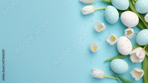 Vibrant Easter Background  Eggs and Flowers