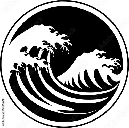Wave - Black and White Isolated Icon - Vector illustration