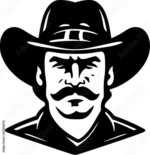 Western - Black and White Isolated Icon - Vector illustration