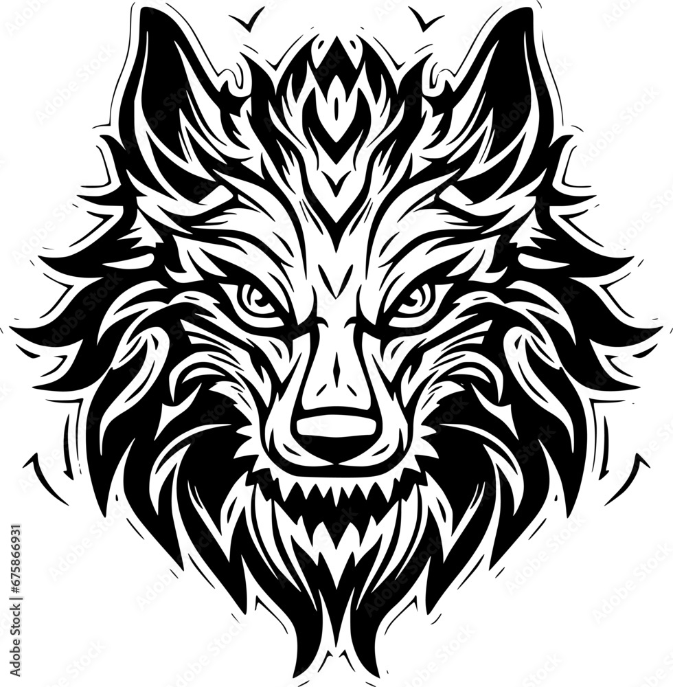 Fototapeta premium Wolf | Black and White Vector illustration