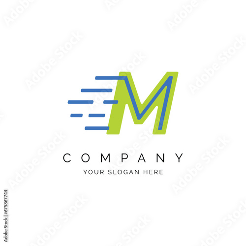 M Letter Logo Template Illustration Design. Vector alphabet M Speed Logo Style
