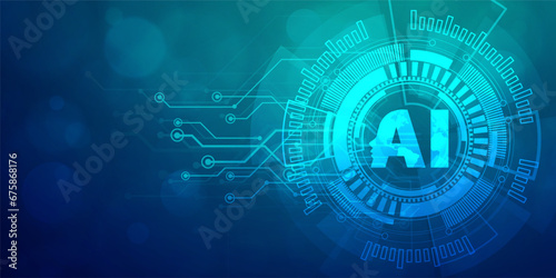 Abstract digital technology brain futuristic, AI Artificial intelligence blue background, Cyber science health tech, Innovation chat future big data, internet network connection, Cloud hi-tech vector