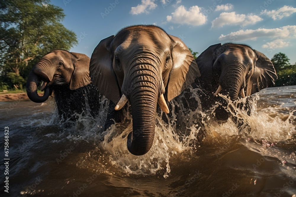 Fototapeta premium Majestic Pachyderms: The Allure of Elephants