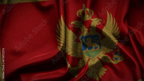 3d illustration flag of Montenegro. Close up waving flag of Montenegro.