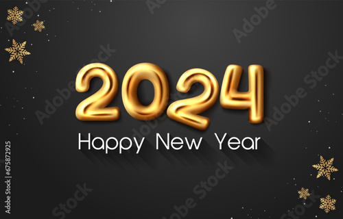beautiful new year 2024 background with black and golden design