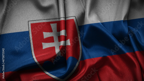 3d illustration flag of Slovakia. Close up waving flag of Slovakia.