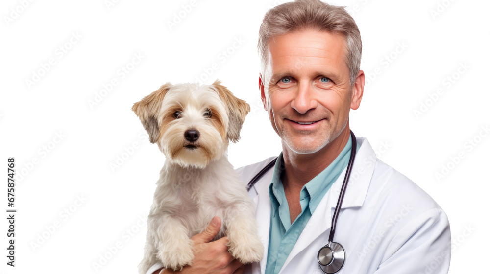 Doctor with dog for pet health checkup ontransparent background. Doctor with dog for pet health checkup ontransparent background.