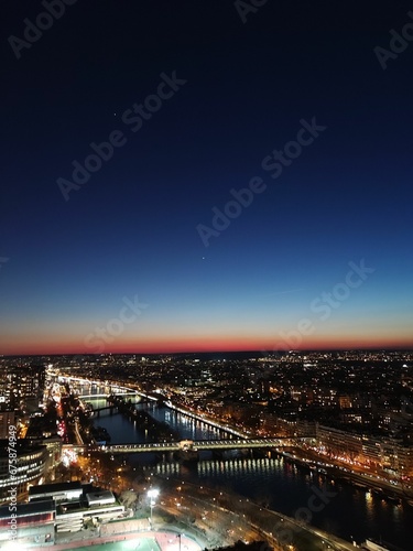 View over the illuminated Paris during the nighttime