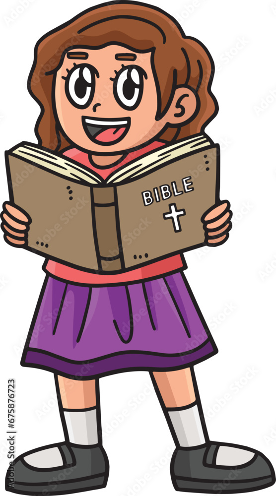 Christian Girl Reading the Bible Cartoon Clipart Christian Girl Reading the Bible Cartoon Clipart