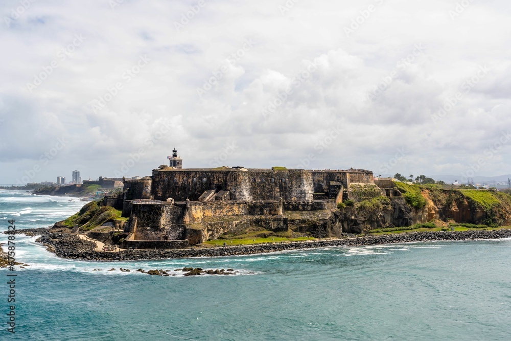 the coast and castle in fortaleo island, puerto