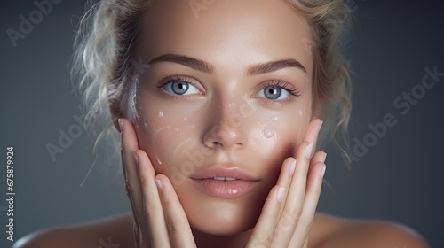 Generative AI image of a Beautiful woman getting a facial in spa treatment. advertisement concept for skincare treatment. 