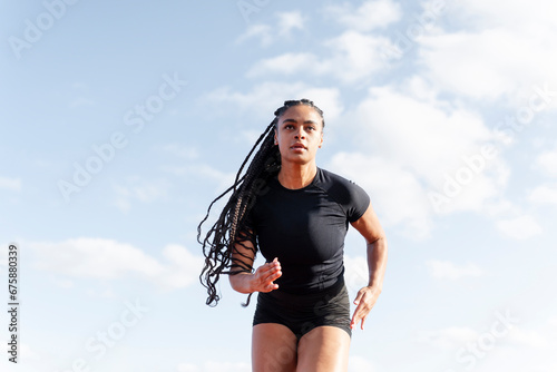 Female athlete during sprint