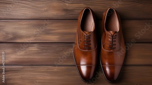 Men's leather brown shoes with laces