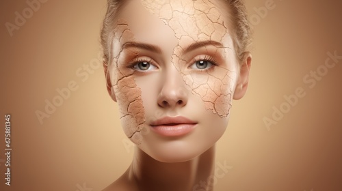 Generative AI image of a Beautiful woman getting a facial in spa treatment. advertisement concept for skincare treatment. 