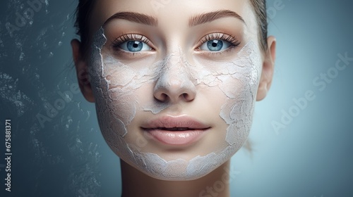 Generative AI image of a Beautiful woman getting a facial in spa treatment. advertisement concept for skincare treatment. 