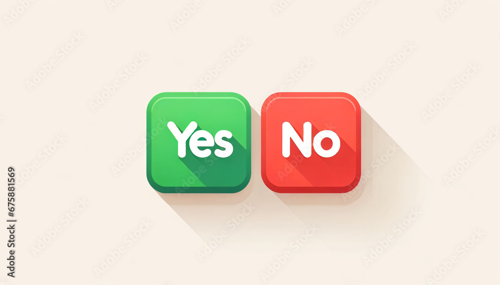 Yes and no buttons with modern design on beige Yes and no buttons with modern design on beige