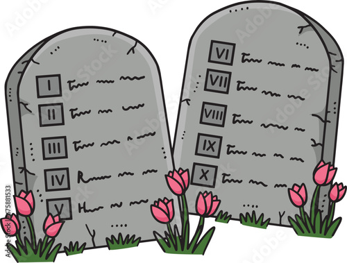 Christian Ten Commandments Tablets Clipart 