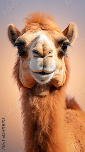 Close-up portrait of a camel on natural background. AI generated content.