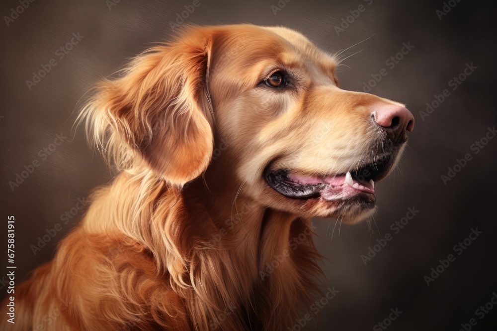 Generative AI image of a golden retriever dog portrait