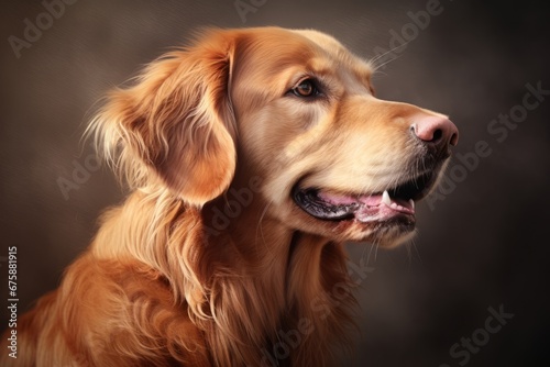 Generative AI image of a golden retriever dog portrait