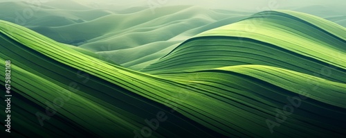 Generative AI image of green grass on a mountain  in the style of multilayered abstraction  minimalist color fields  eco-friendly craftsmanship  striped arrangements