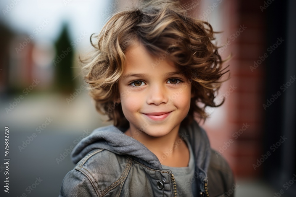 Portrait of a cute smiling little boy with blond curly hair outdoors Portrait of a cute smiling little boy with blond curly hair outdoors