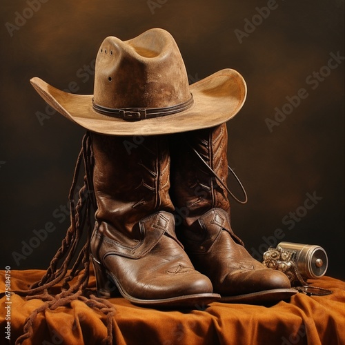 American West Rodeo Cowboy Hat on Lasso with Boots
