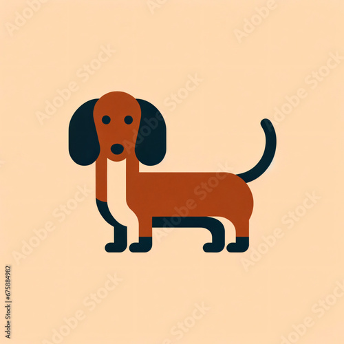 Simple dachshund vector illustration on light background