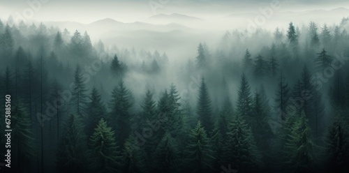Generative AI image of woods with mist on top nature photos photo