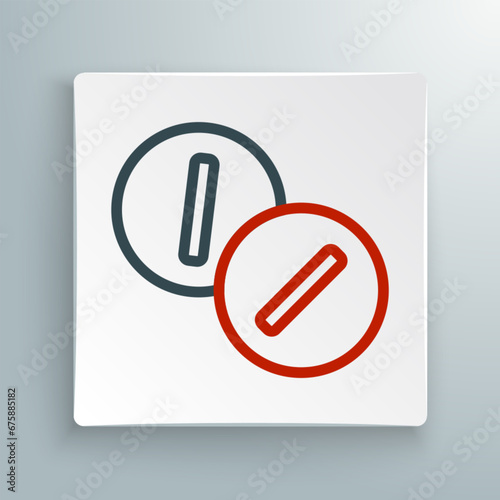 Line Toothache painkiller tablet icon isolated on white background. Tooth care medicine. Capsule pill and drug. Pharmacy design. Colorful outline concept. Vector