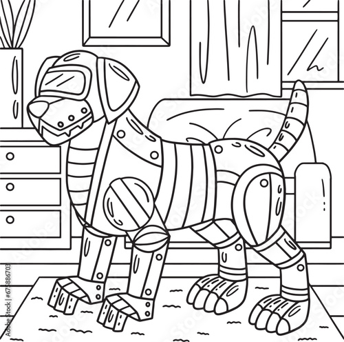 Robot Dog Coloring Page for Kids