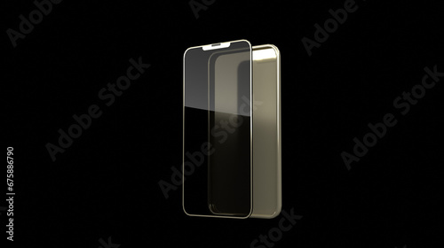 Simple illustration of a mobile phone displaying the inside of the phone against a plain black background (ID: 675886790)
