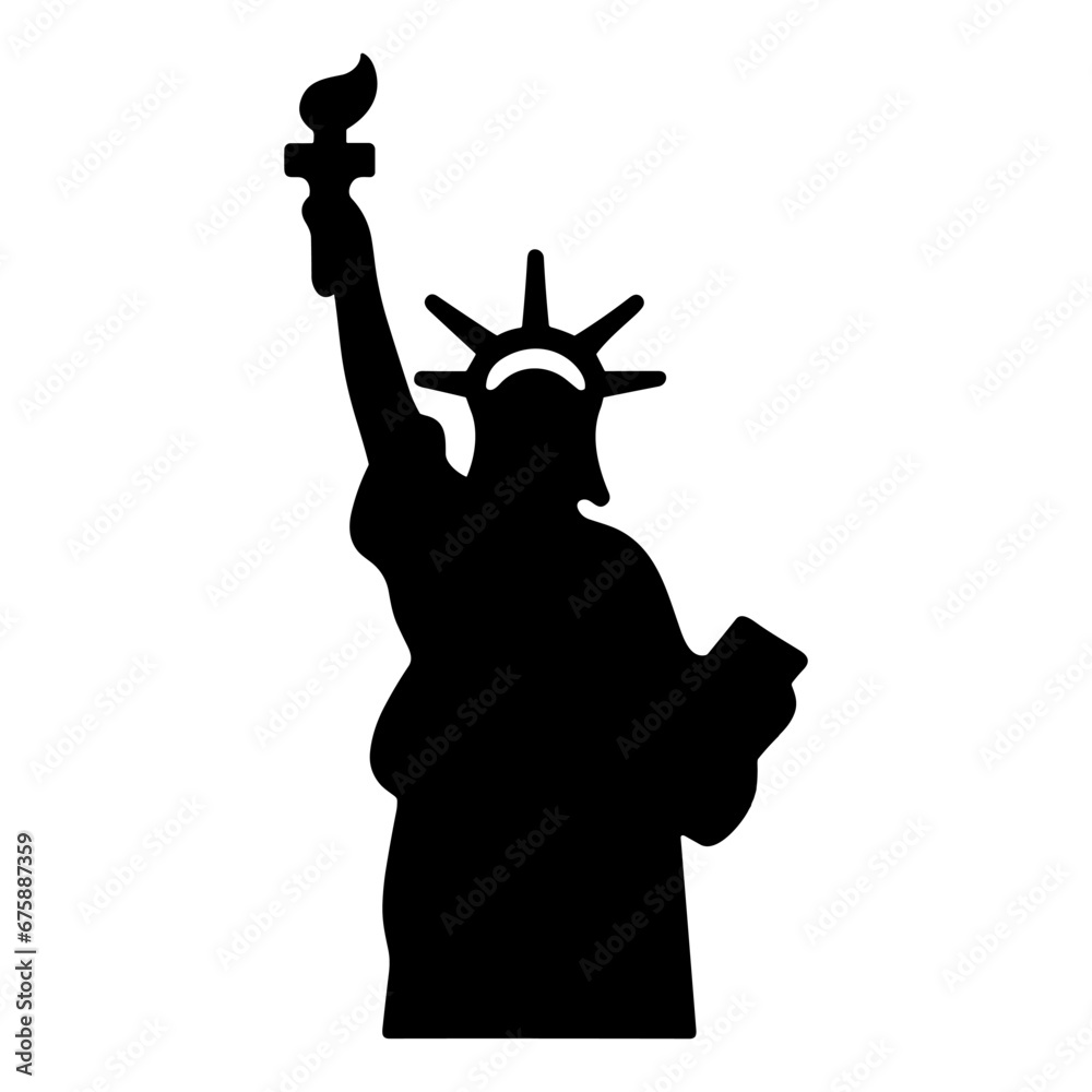 Vecteur Stock Statue Of Liberty Icon Black Silhouette Of The Statue Of Liberty Holding A Torch 