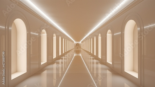 High Quality 3D Render Abstract Corridor  Futuristic Digital Technology Design
