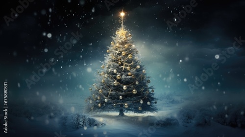 christmas tree with lights and stars © Muhammad Hammad Zia