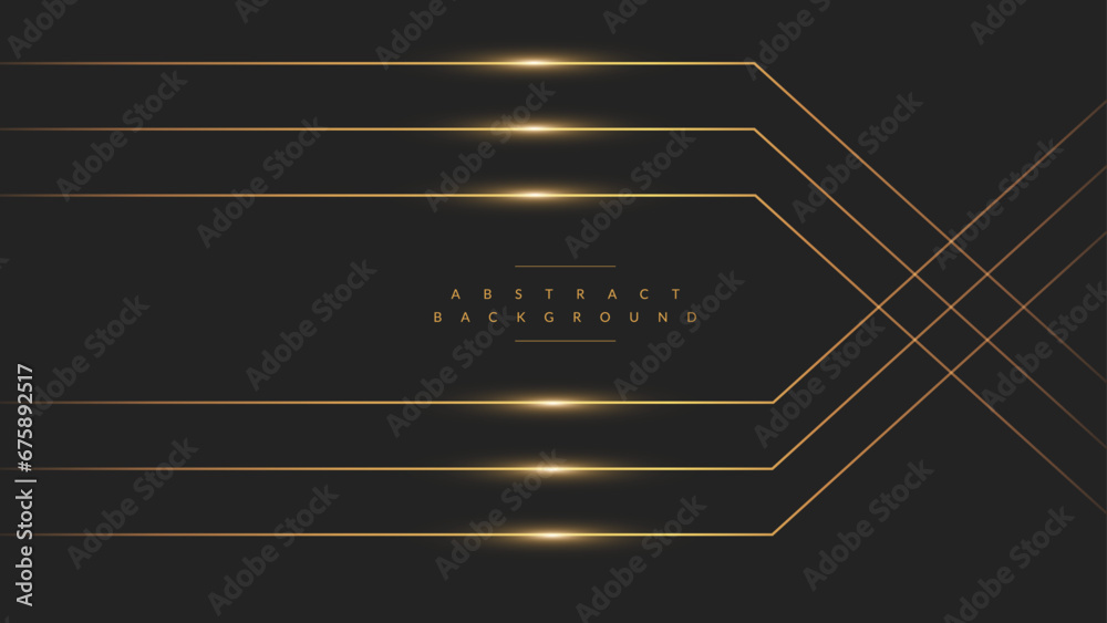Futuristic abstract background. Glowing circle lines design. Modern shiny dark golden geometric lines pattern. Future technology concept. Suit for poster, banner, cover, presentation, we - obrazy, fototapety, plakaty 