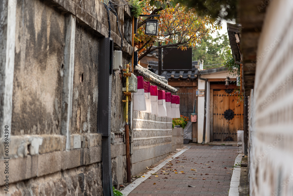 Bukchon Hanok village old traditional Korean architecture district and ...