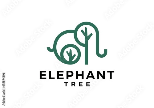 green elephant logo, leaf tree creative design inspiration
