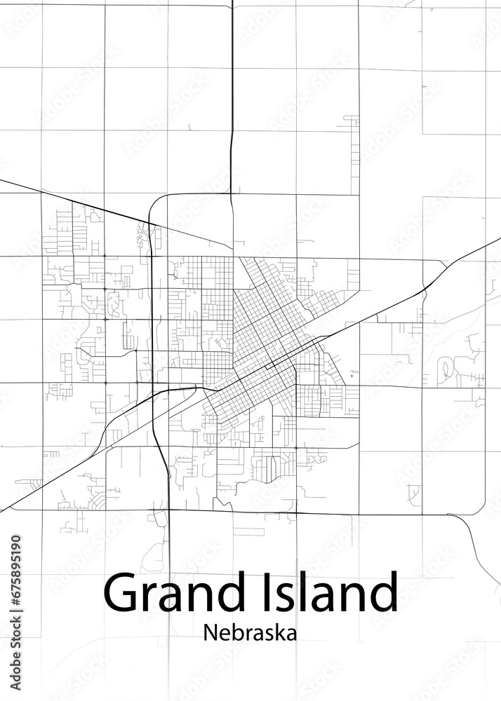 Grand Island Nebraska minimalist map