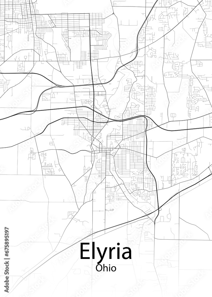 Elyria Ohio minimalist map