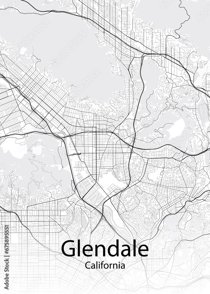 Glendale California minimalist map
