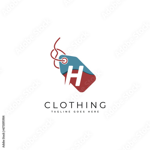 Shopping Tag Logo icon symbol with Letter H. Alphabet H Vector logo template