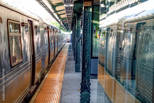 NYC subway public transportation copy space background image