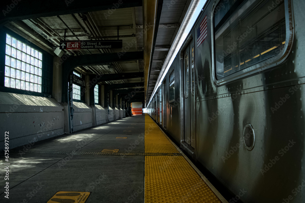 Fototapeta premium NYC subway public transportation copy space background image