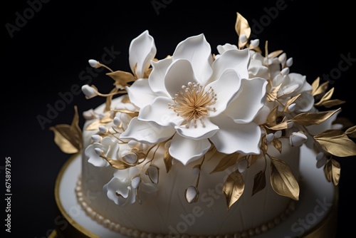 a wedding cake with flowers bouquet hand made