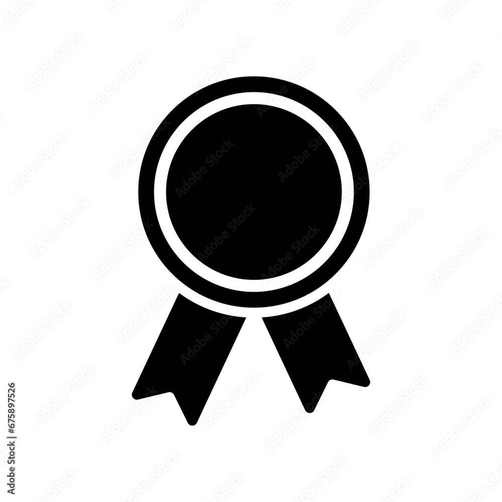 Quality badge icon. Medal and ribbon. Approved or certified medal. Vector illustration. Quality badge icon. Medal and ribbon. Approved or certified medal. Vector illustration.