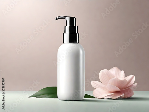 AI-generated, Artificial intelligence, generated, bottle, product, products, pink background, blue background, glass bottle, cosmetics, mock-up, flower background, photo, realistic, real photo, 
 (ID: 675897907)